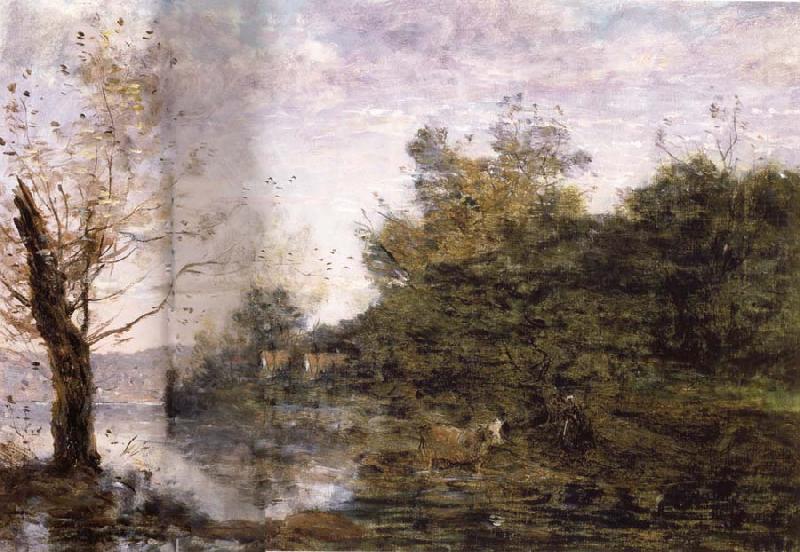 Jean Baptiste Camille  Corot a the vaquero on the Riverbank china oil painting image